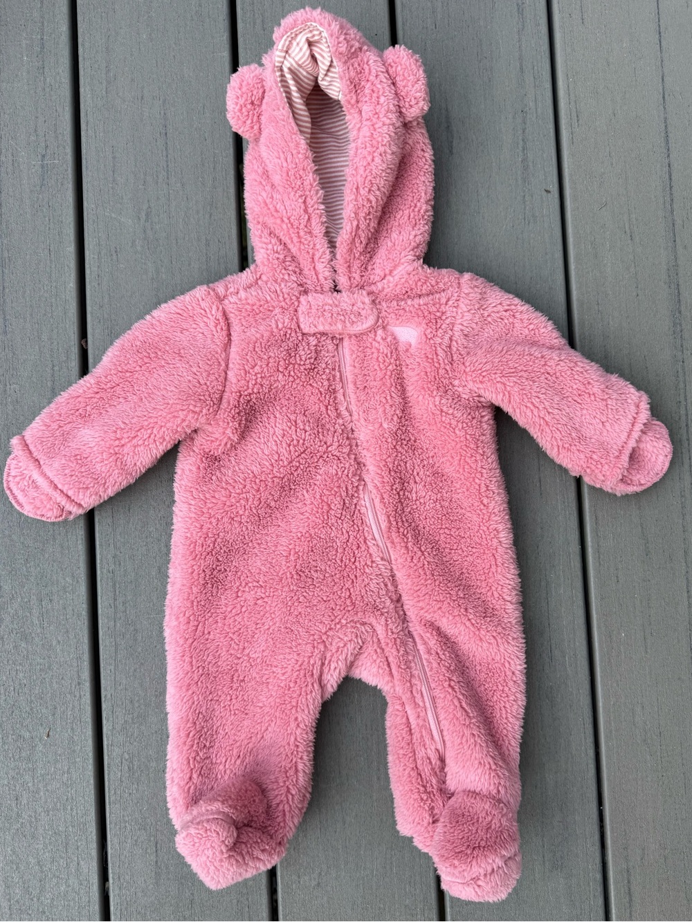 Just One You by Carters Pink Sherpa Pram Snowsuit Bodysuit Fleece Size 3 Months